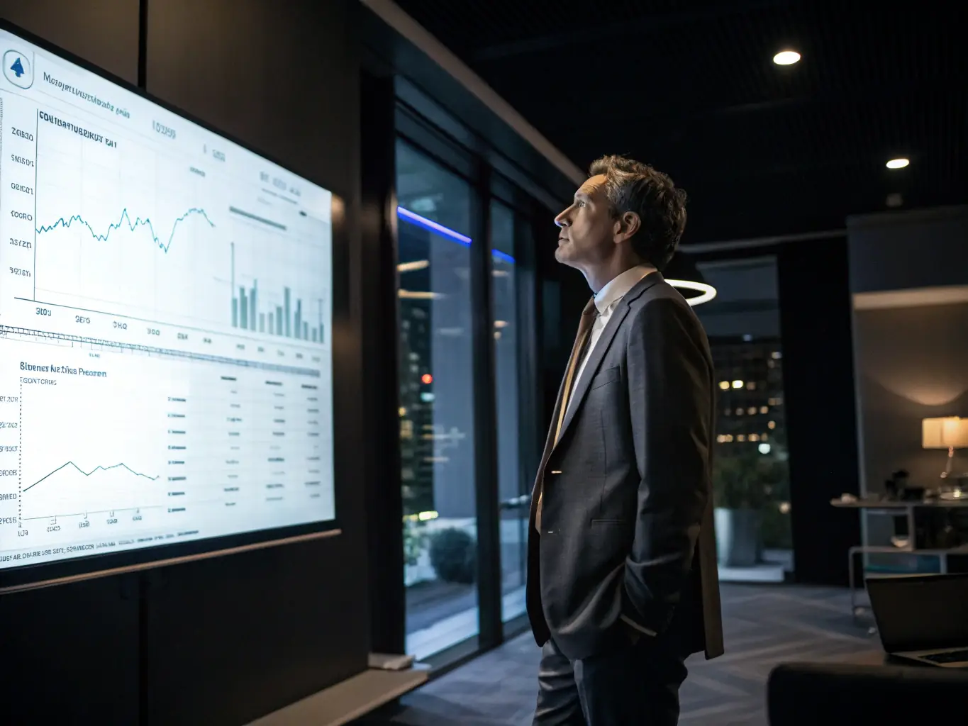 An image of a business leader presenting a strategic plan, emphasizing the importance of aligning innovation initiatives with overall business goals and UK innovation policies.